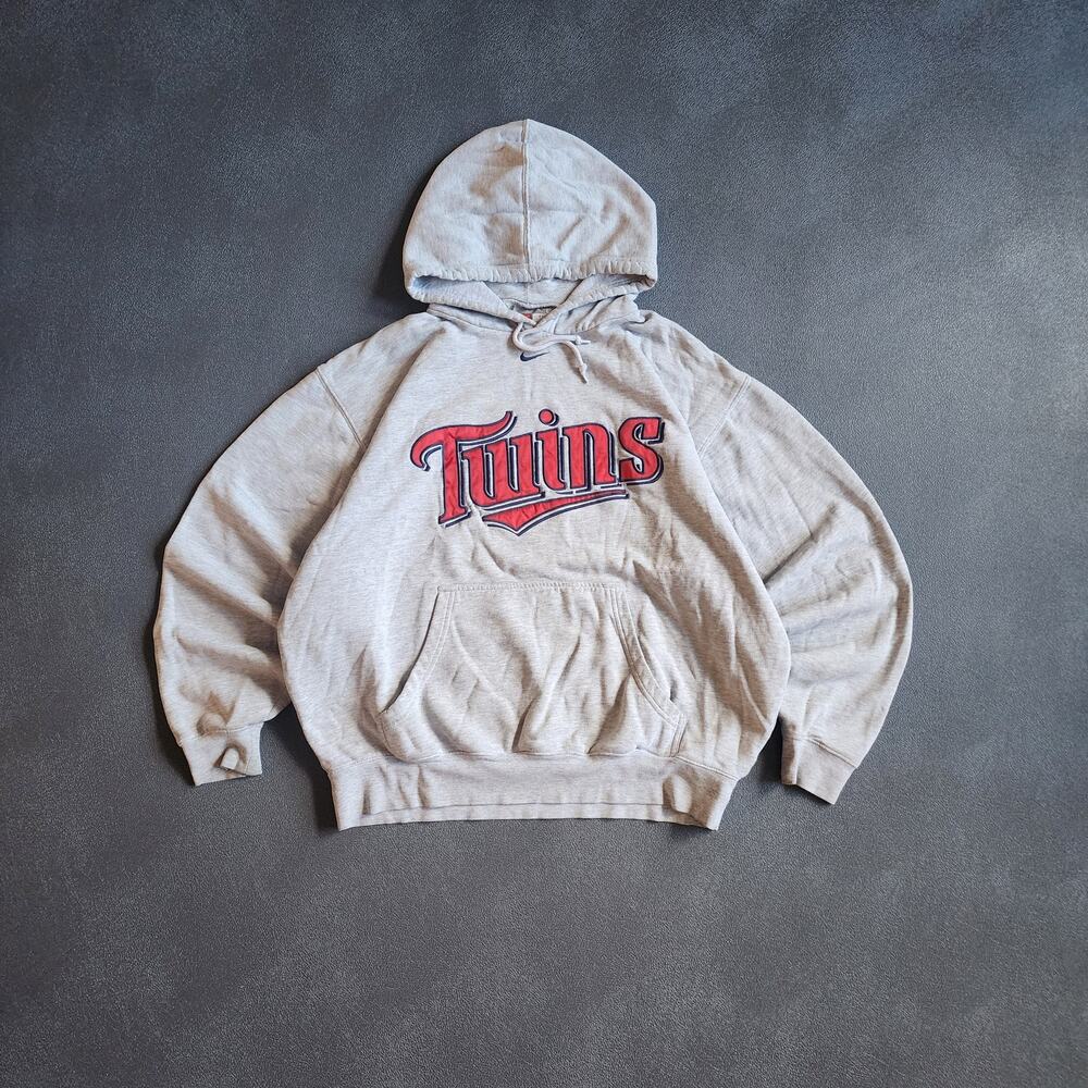 Vintage Minnesota Twins Nike Center Swoosh Grey Pullover Hoodie Large